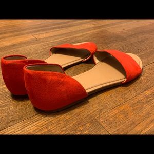 Red open toed flats